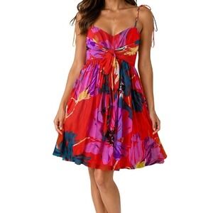 Coast Red And Purple‎ Floral Midi Summer Dress Women's 4